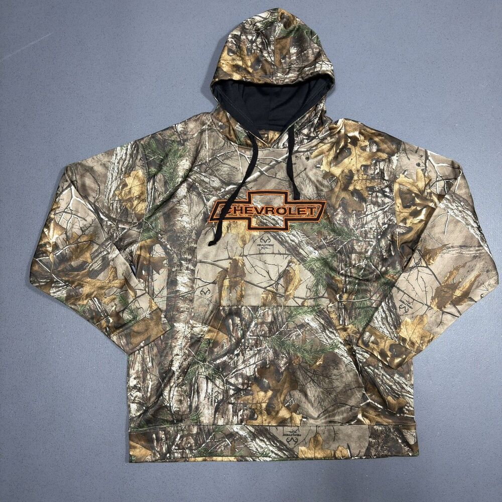 Realtree Camo Chevrolet Hoodie Sweatshirt Mens XL Chevy Bowtie Graphic